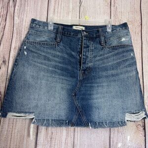 Madewell Womens distressed Regid mini A-line denim skirt size 32